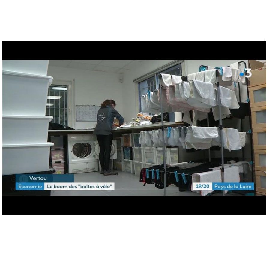l'atelier des langes Reportage France 3 Pays de la Loire "le boom des boîtes à vélo" couches lavables Nantes location lavage
