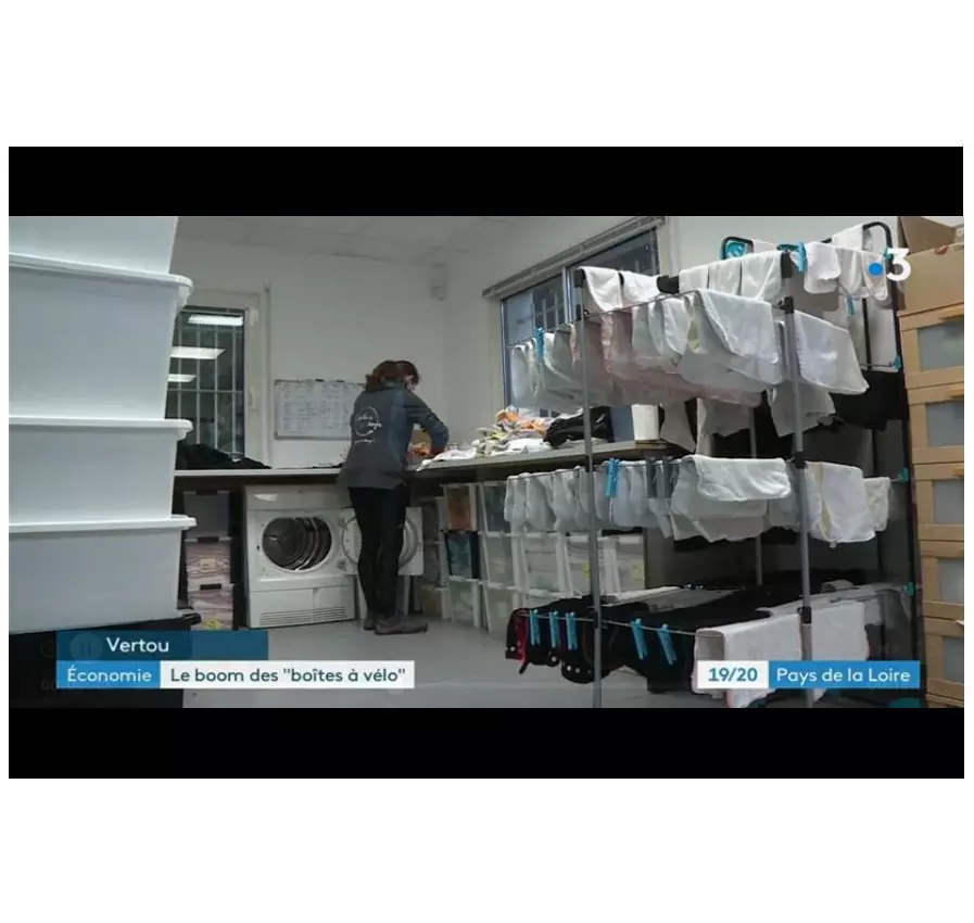 l'atelier des langes Reportage France 3 Pays de la Loire "le boom des boîtes à vélo" couches lavables Nantes location lavage