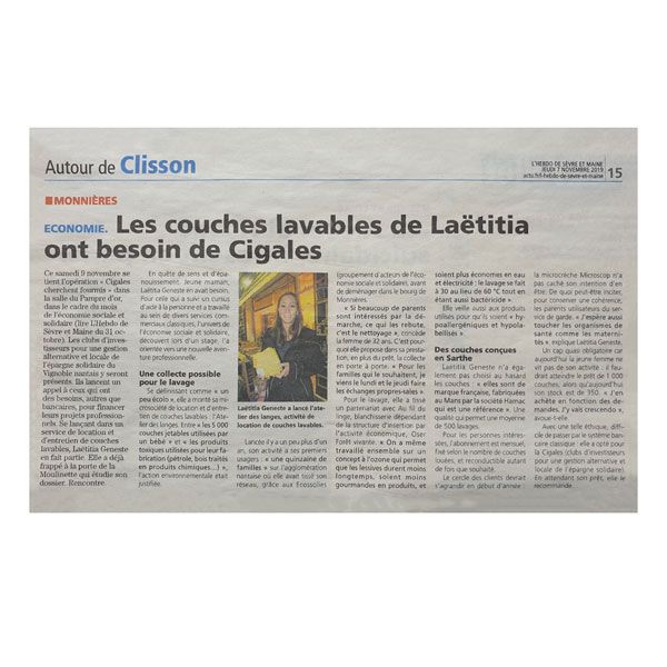 l'atelier des langes location lavage couches lavables Nantes HAMAC avis pédiatre l'hebdo sevre et maine