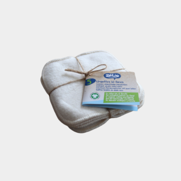 l'atelier des langes lingettes bi-face zélio bébé coton lavable bio